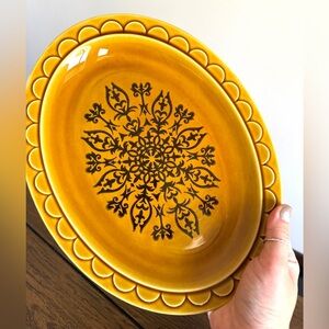 Vintage Coventry Castilian Yellow Gold Harvest 13" Oval Serving Platter USA 522